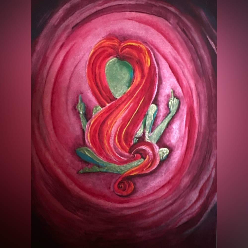 All Original, Abstract Alien Meditating, Acrylic on Canvas